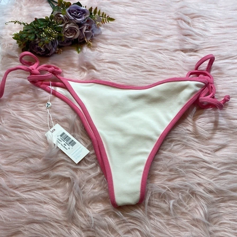 NWT Frankie’s Bikini Connor Terry Bikini Bottoms in Strawberry Shortcake sz XL